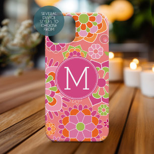Colourful Spring Floral Pattern Custom Monogram Case-Mate iPhone 14 Plus Case