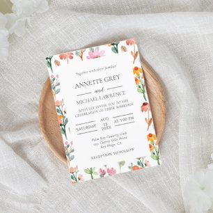  Colourful spring Floral Wedding Invitation