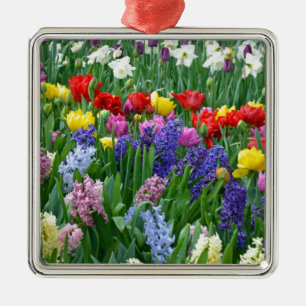 Colourful spring flower garden metal tree decoration