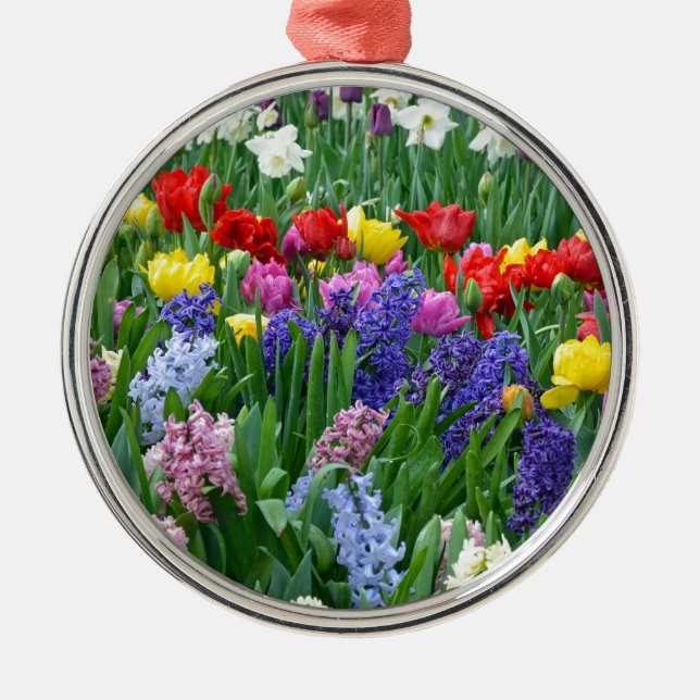 Colourful spring flower garden metal tree decoration (Front)