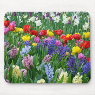 Colourful spring flower garden mouse pad