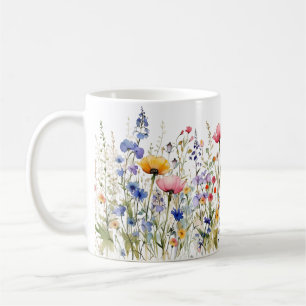 Colourful Spring Flower Watercolor Pattern Coffee Mug