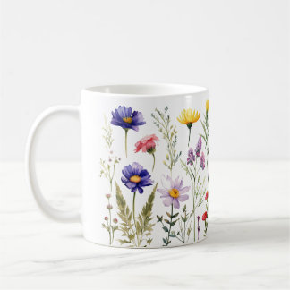 Colourful Spring Flower Watercolor Pattern Coffee Mug