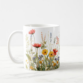 Colourful Spring Flower Watercolor Pattern Coffee Mug