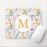 Colourful Spring Flower Watercolor Pattern Monogra Mouse Pad<br><div class="desc">Personalised Colourful Spring Garden Flower Watercolor Pattern Monogram Mouse Pad</div>