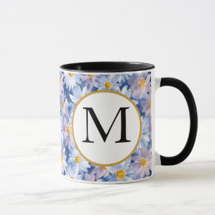 Colourful Spring Flower Watercolor Pattern Monogra Mug