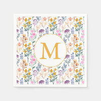 Colourful Spring Flower Watercolor Pattern Monogra