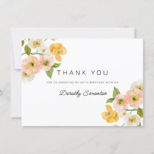 Colourful Spring Flowers 90th Birthday Thank You Card