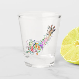 Colourful Spring Flowers Bouquet Giraffe - Paintin Shot Glass