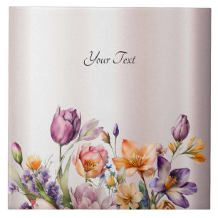 Colourful Spring Flowers Ceramic Tile