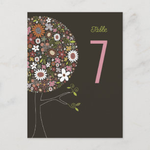 Colourful Spring Flowers Chic Pop Tree Table Numbe Postcard
