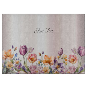 Colourful Spring Flowers Cutting Board