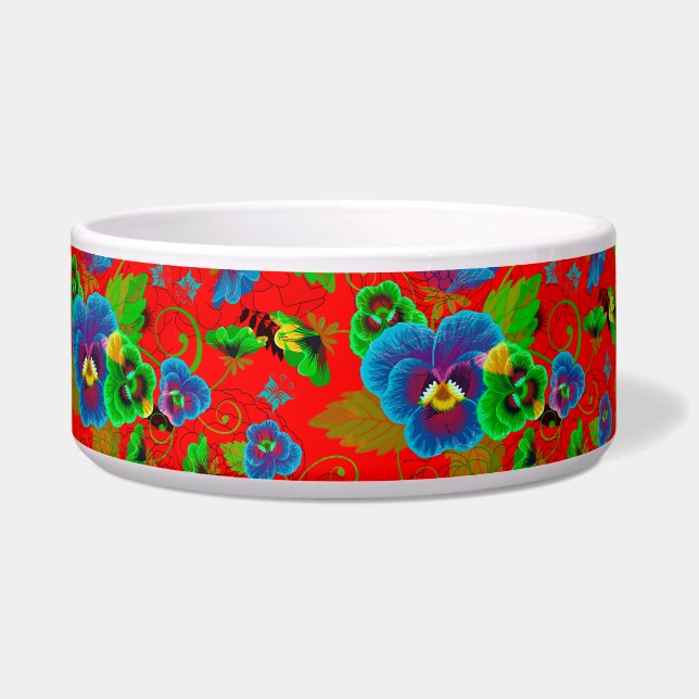 Colourful Spring Flowers Design Red Background (Front)