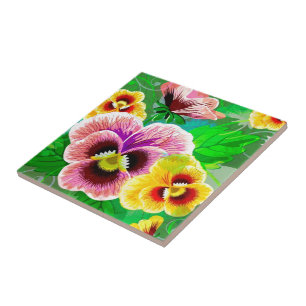 Colourful Spring Flowers Design Tile