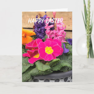 Colourful Spring Flowers Easter Holiday Card