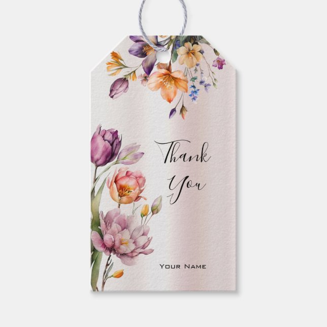 Colourful Spring Flowers Gift Tag (Front)