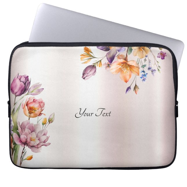 Colourful Spring Flowers Laptop Sleeve (Front)