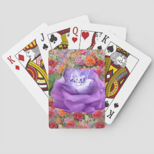 Colourful Spring Flowers Lavender Diamond Rose Playing Cards