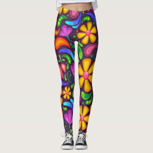 colourful spring flowers leggings
