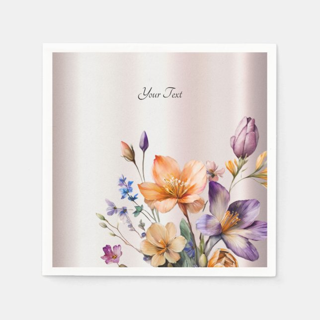 Colourful Spring Flowers Napkins (Front)