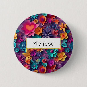 Colourful Spring Flowers Pattern 6 Cm Round Badge