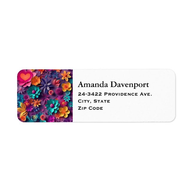Colourful Spring Flowers Pattern Address (Front)
