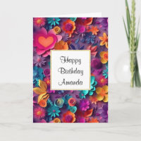 Colourful Spring Flowers Pattern Birthday