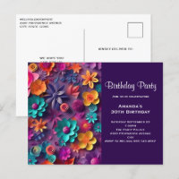 Colourful Spring Flowers Pattern Birthday Invite