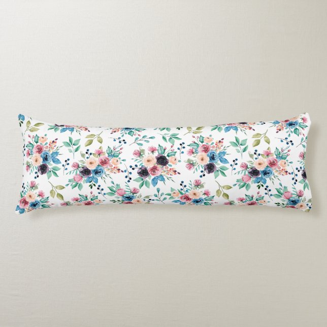 Colourful spring flowers pattern body cushion (Front)
