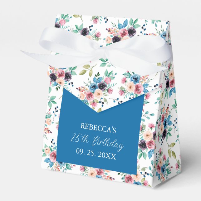 Colourful spring flowers pattern favour box (Front Side)