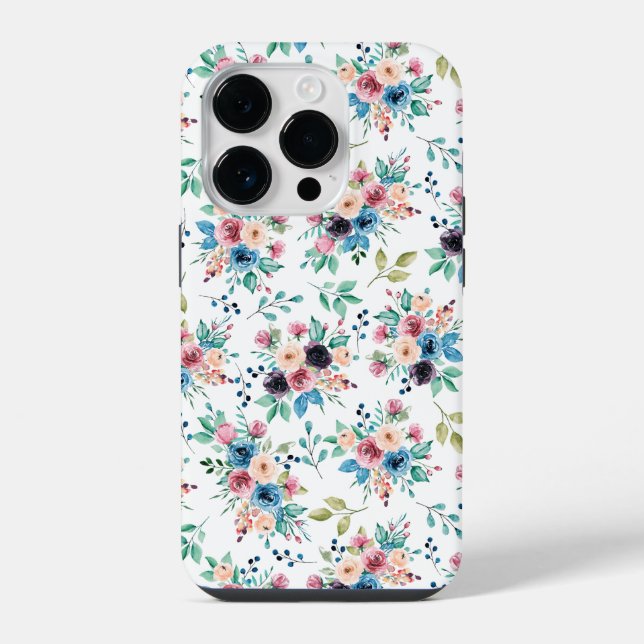 Colourful spring flowers pattern iPhone case (Back)