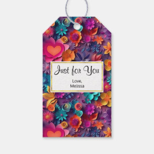 Colourful Spring Flowers Pattern Just for You Gift Tags