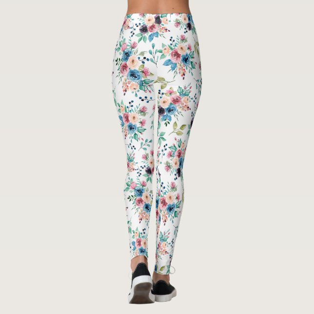 Colourful spring flowers Pattern Leggings (Back)