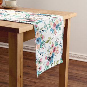 Colourful spring flowers pattern long table runner