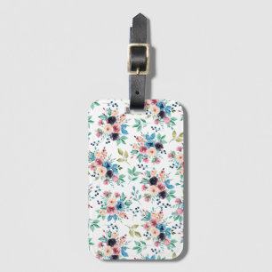 Colourful spring flowers pattern luggage tag