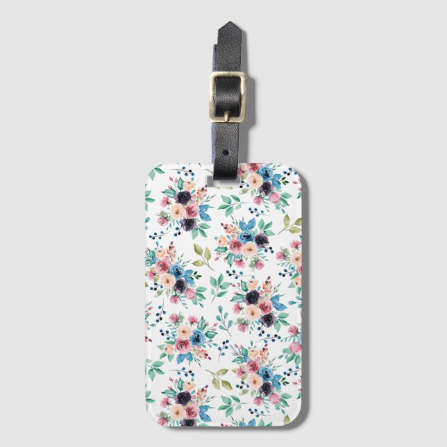 Colourful spring flowers pattern luggage tag (Front Vertical)