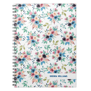 Colourful spring flowers pattern notebook