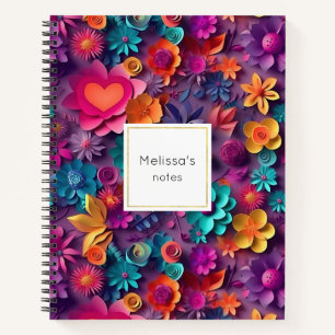 Colourful Spring Flowers Pattern Notebook