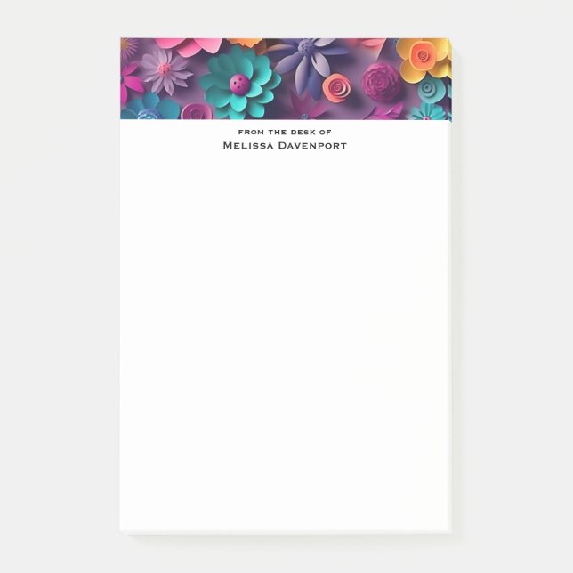 Colourful Spring Flowers Pattern Post-it Notes (Front)