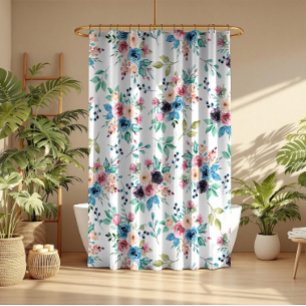Colourful spring flowers pattern shower curtain