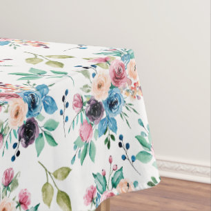 Colourful spring flowers pattern tablecloth