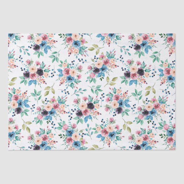 Colourful spring flowers pattern tissue paper (Front)