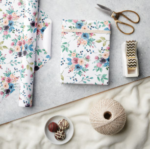 Colourful spring flowers pattern wrapping paper
