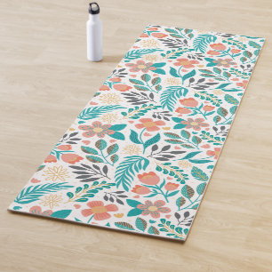 Colourful spring flowers pattern yoga mat
