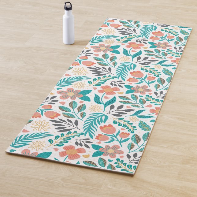 Colourful spring flowers pattern yoga mat (In Situ)