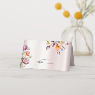 Colourful Spring Flowers Place Card