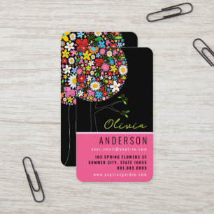 Colourful Spring Flowers Pop Tree Whimsical & Chic Business Card