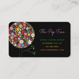 Colourful Spring Flowers Pop Tree Whimsical Chic Business Card