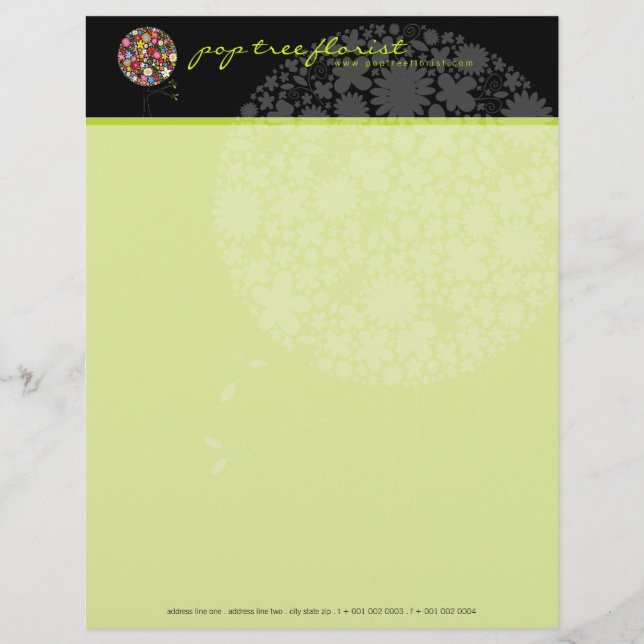 Colourful Spring Flowers Pop Tree Whimsical & Chic Custom Letterhead (Front)
