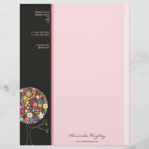 Colourful Spring Flowers Pop Tree Whimsical & Chic Letterhead Template